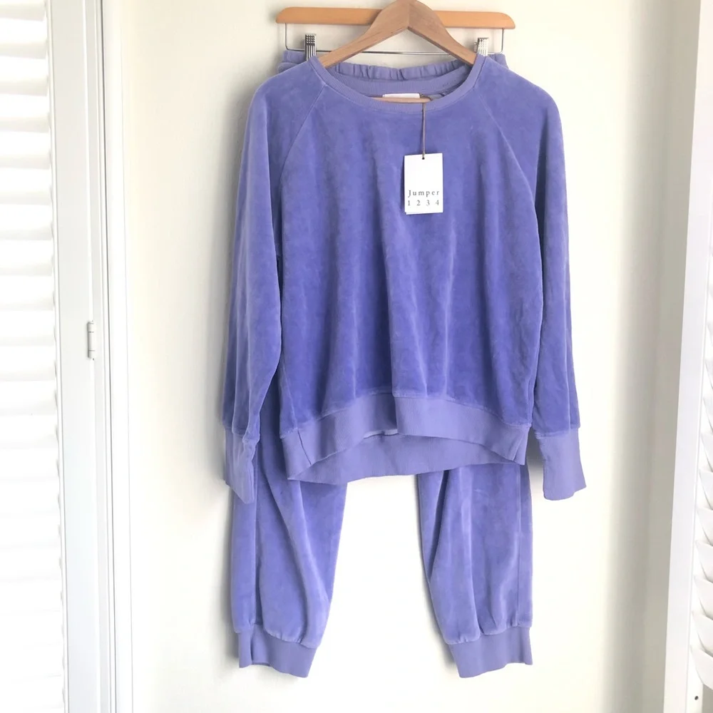 Jumper 1234 size 3 (Medium) Terry Cloth Velour Hand-dyed Lilac Track Suit - Picture 1 of 11